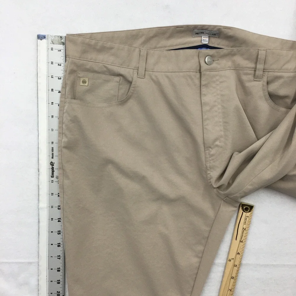 Peter Millar EB66 Performance Five Pocket Pants Khaki Tan Mens 40x32 Golf Pants